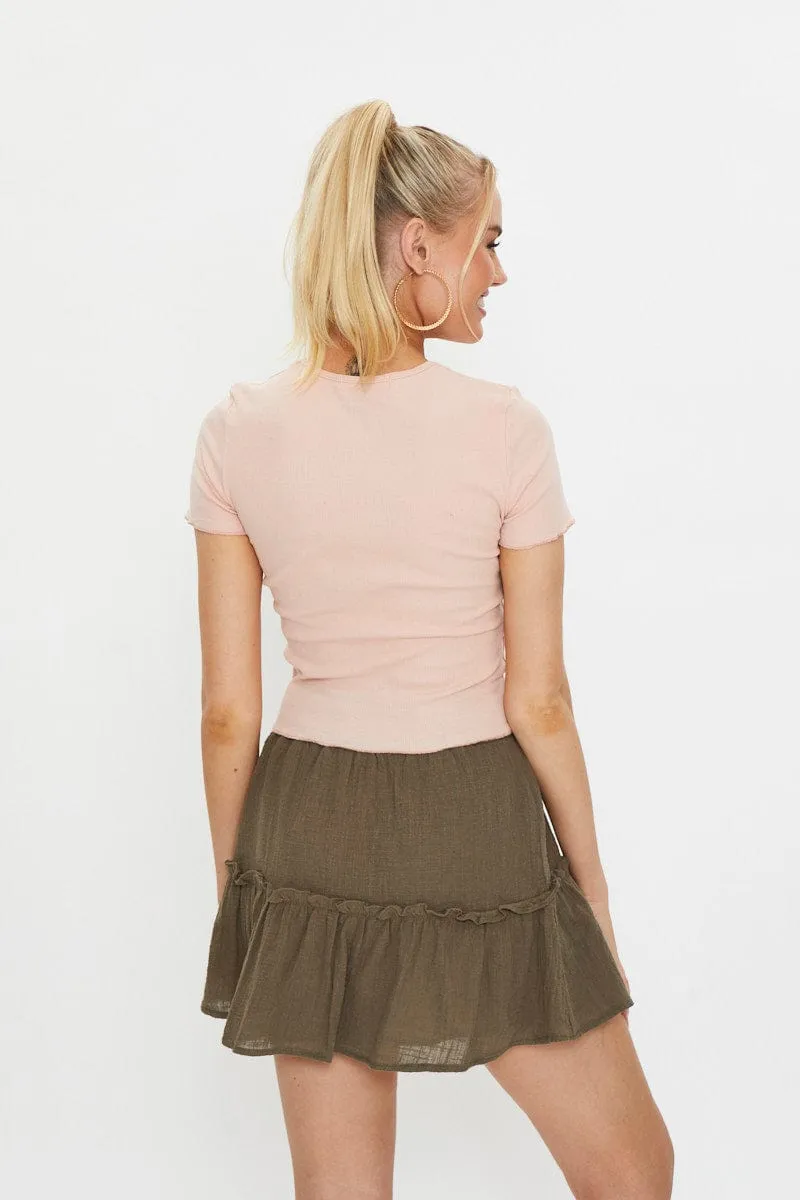 Pink T Shirt Short Sleeve Embroided