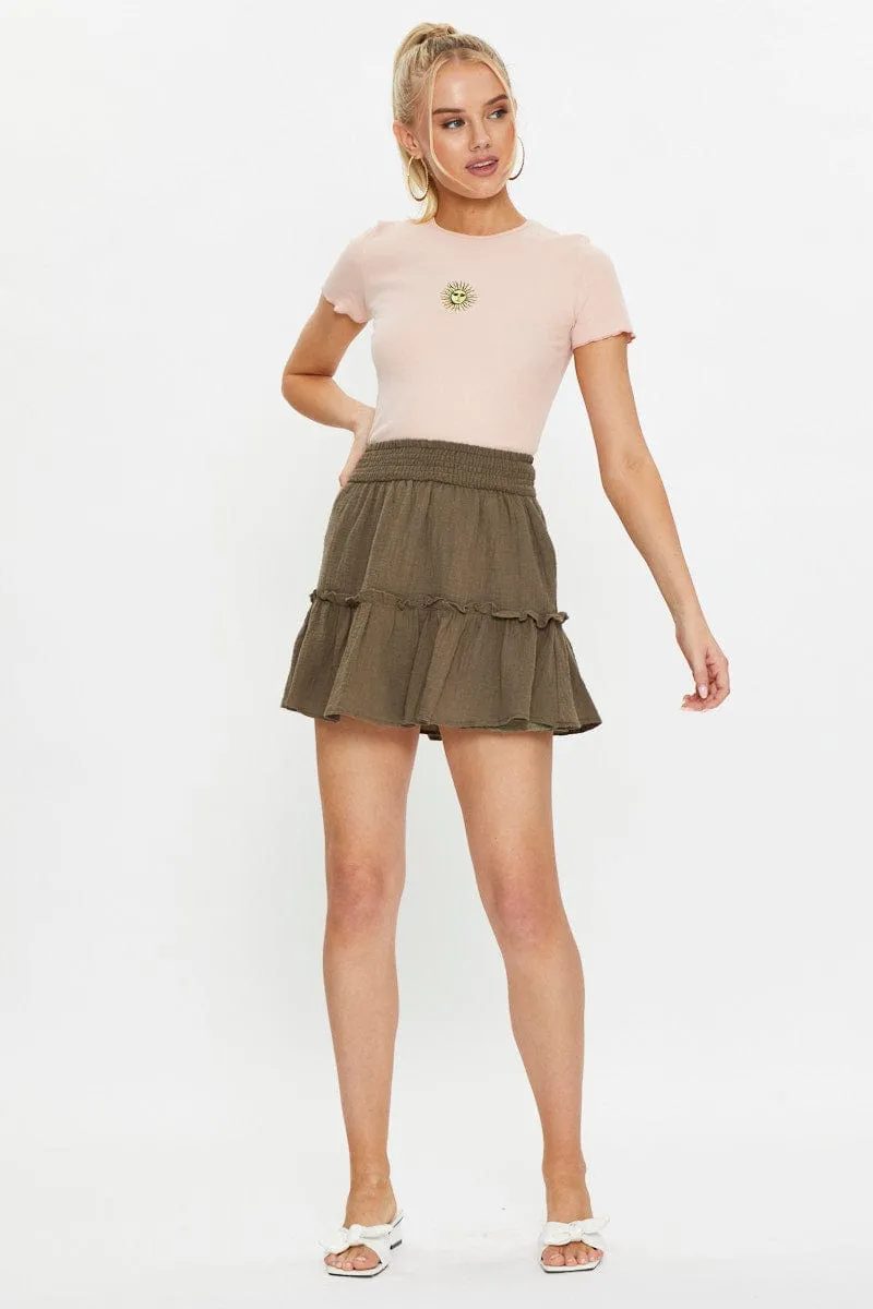 Pink T Shirt Short Sleeve Embroided