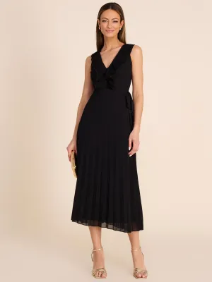 Pleated Chiffon Midi Dress