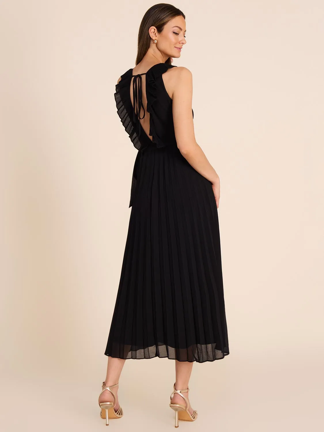 Pleated Chiffon Midi Dress