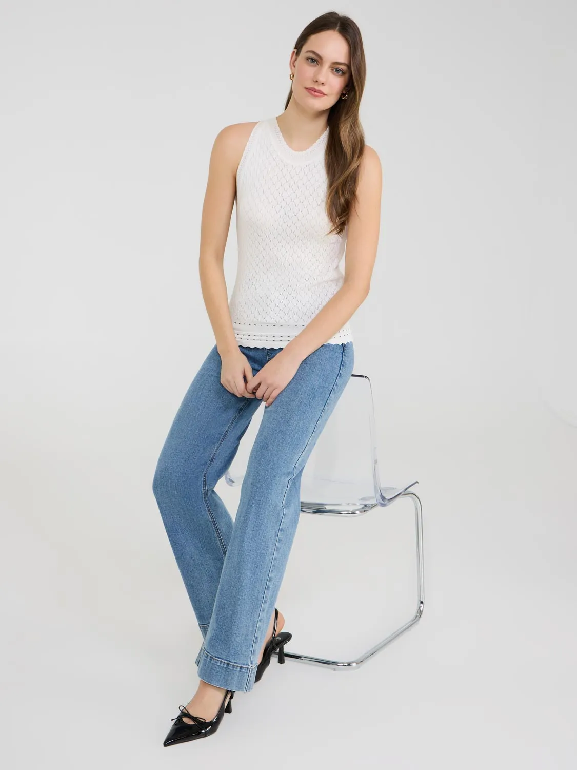 Pointelle Knit Tank Top