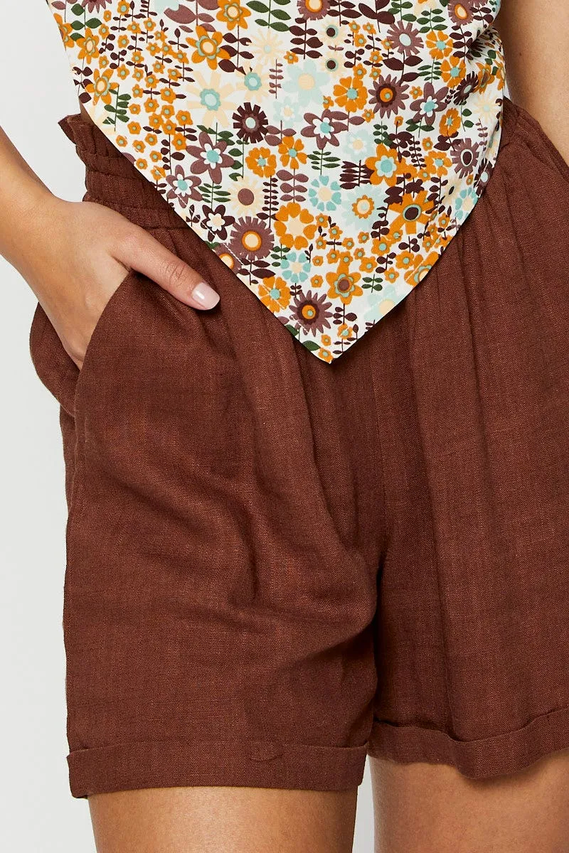 Print Scarf Singlet Sleeveless Crop Satin