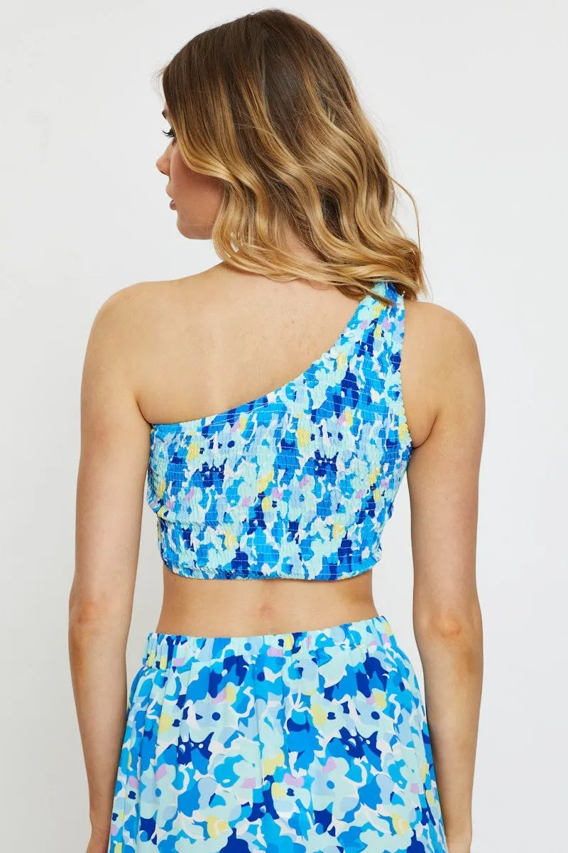 Print Singlet Top Crop