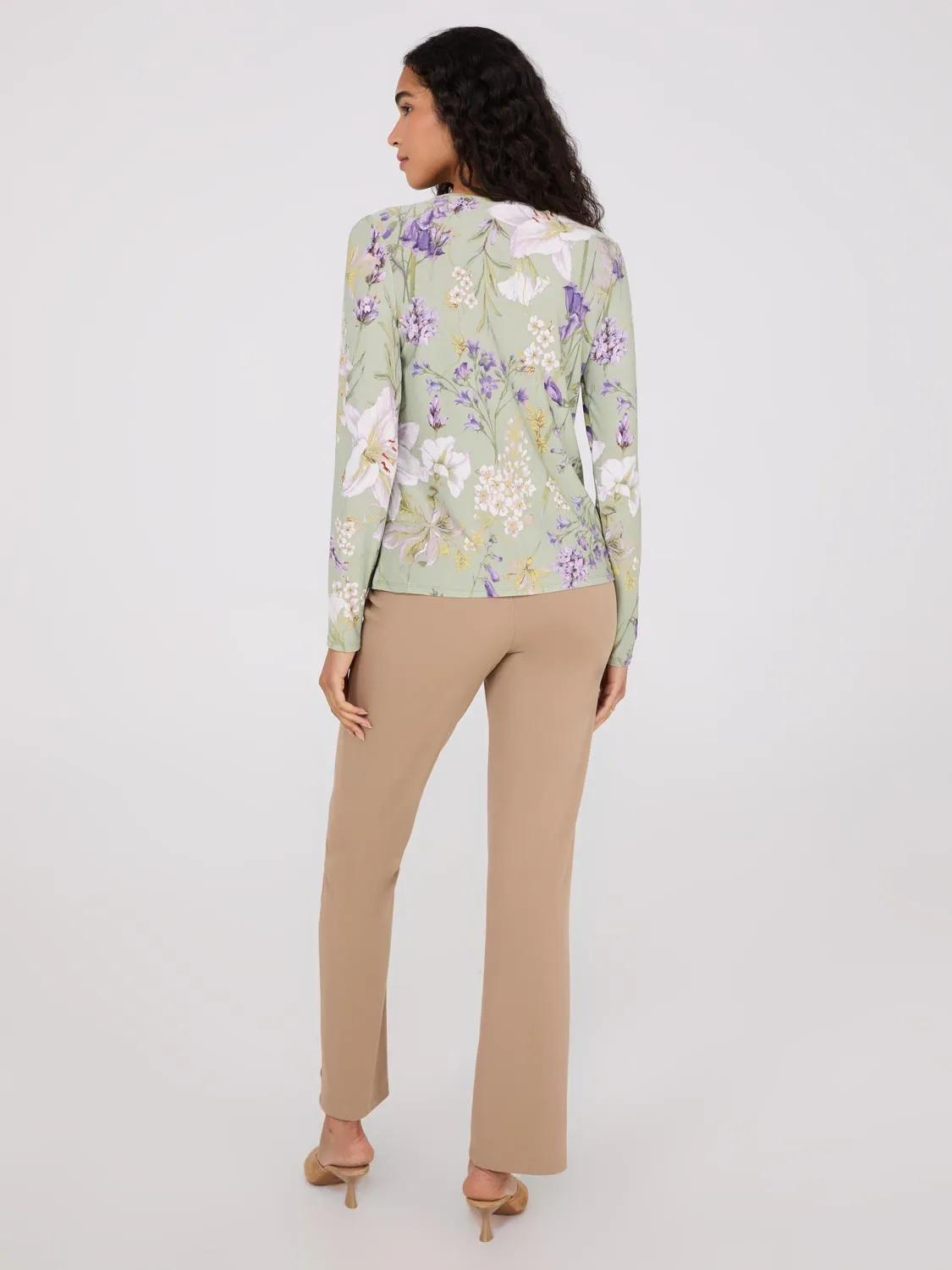 Printed Long Sleeve Top With Metal Detail