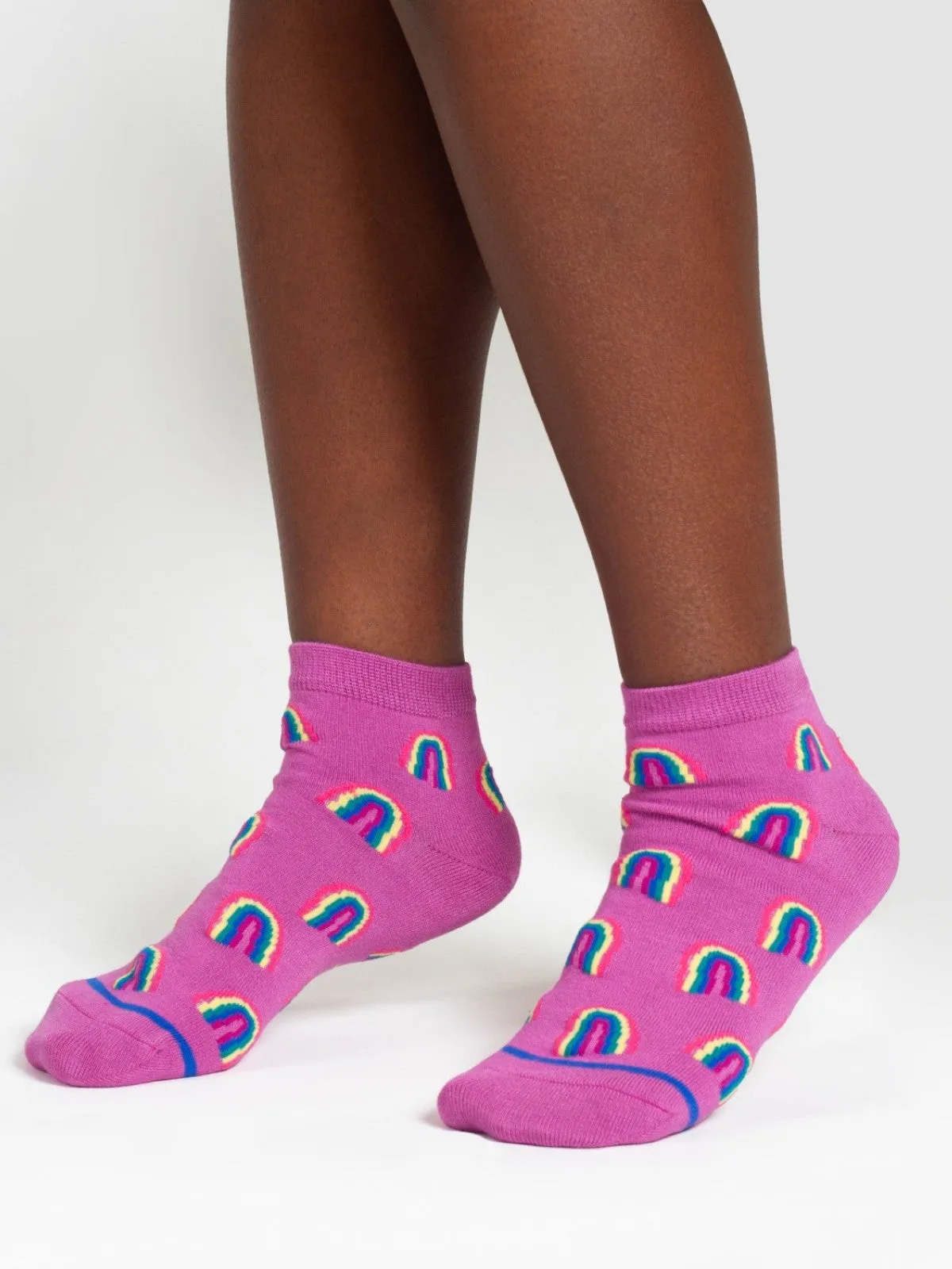 Rainbow Short Bamboo Ankle Socks - Purple Multi