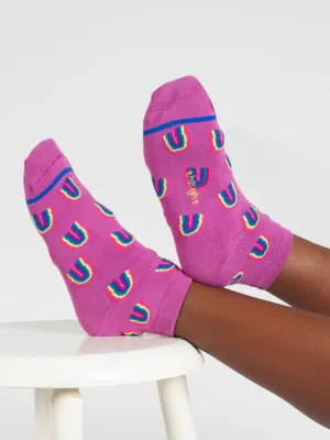 Rainbow Short Bamboo Ankle Socks - Purple Multi