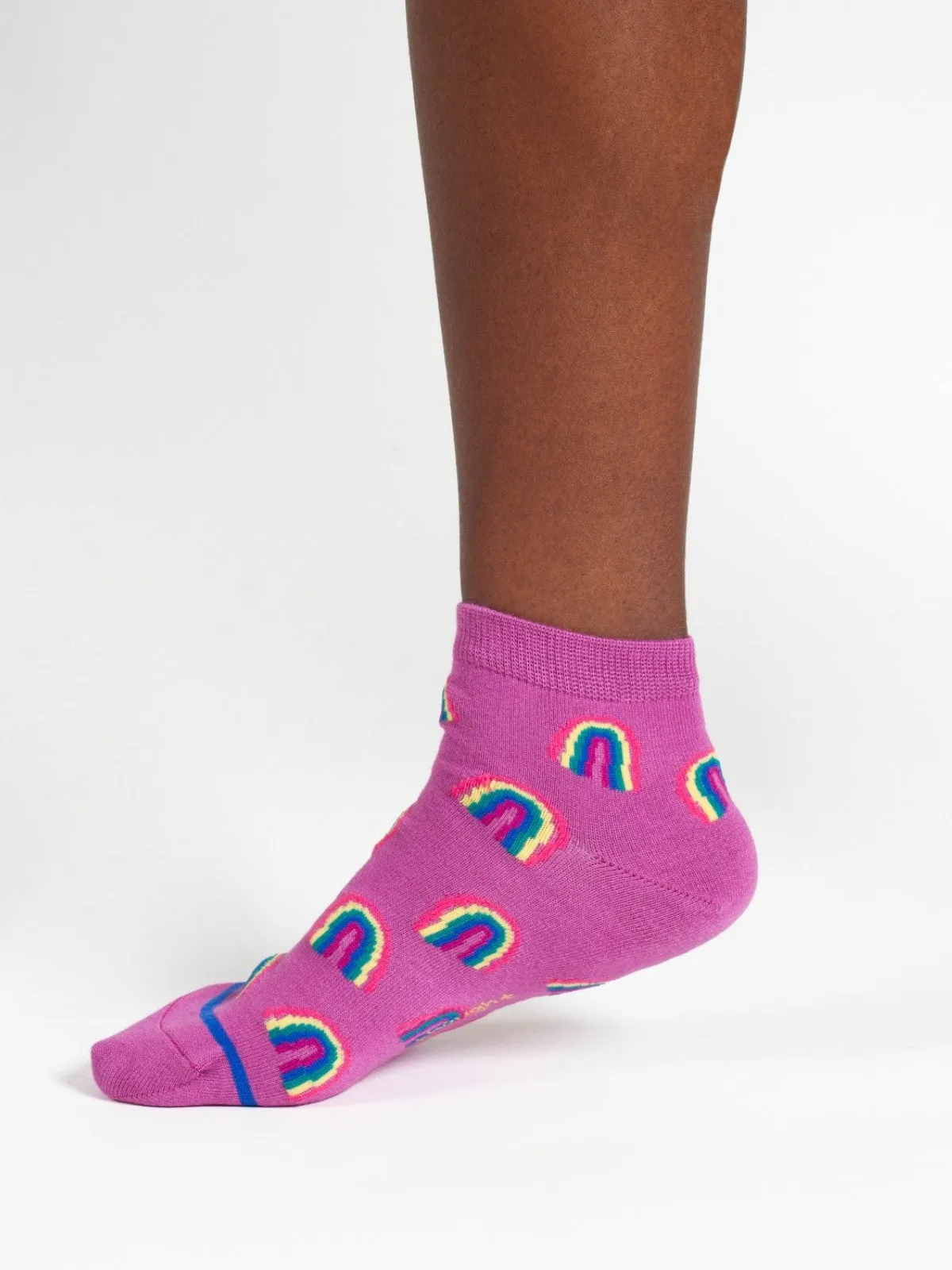Rainbow Short Bamboo Ankle Socks - Purple Multi