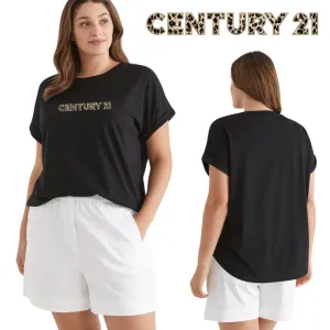 Roll Sleeve Black Tee with Leopard Logo - NEW