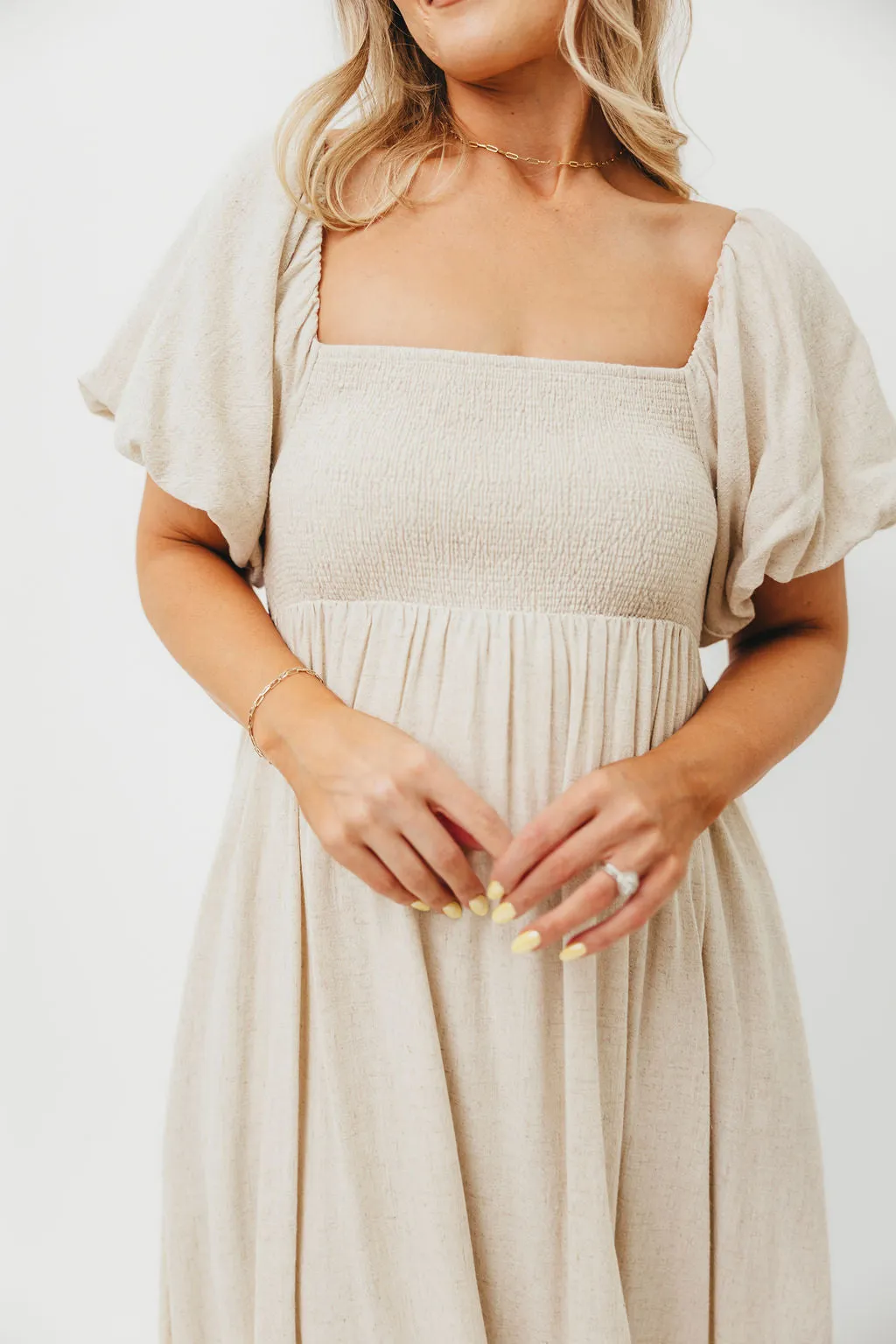 Rosalie Maxi Dress in Linen - Bump-Friendly