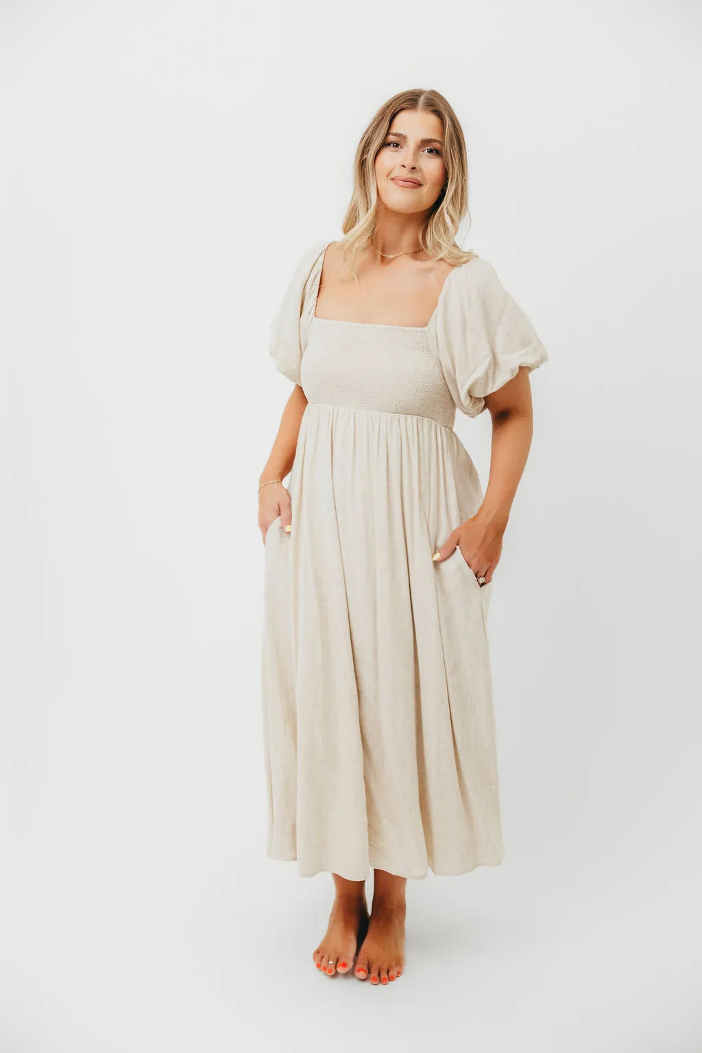 Rosalie Maxi Dress in Linen - Bump-Friendly