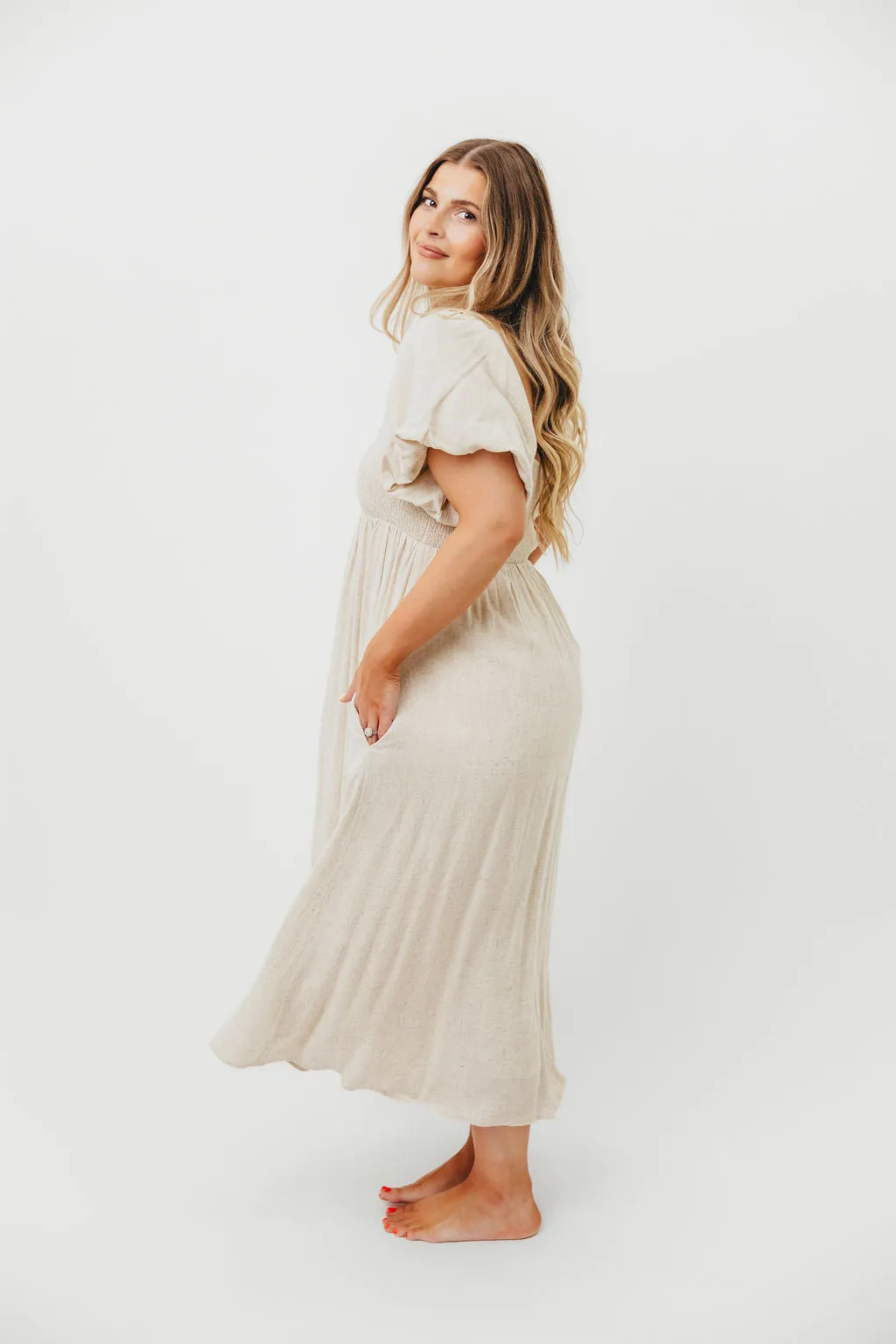 Rosalie Maxi Dress in Linen - Bump-Friendly