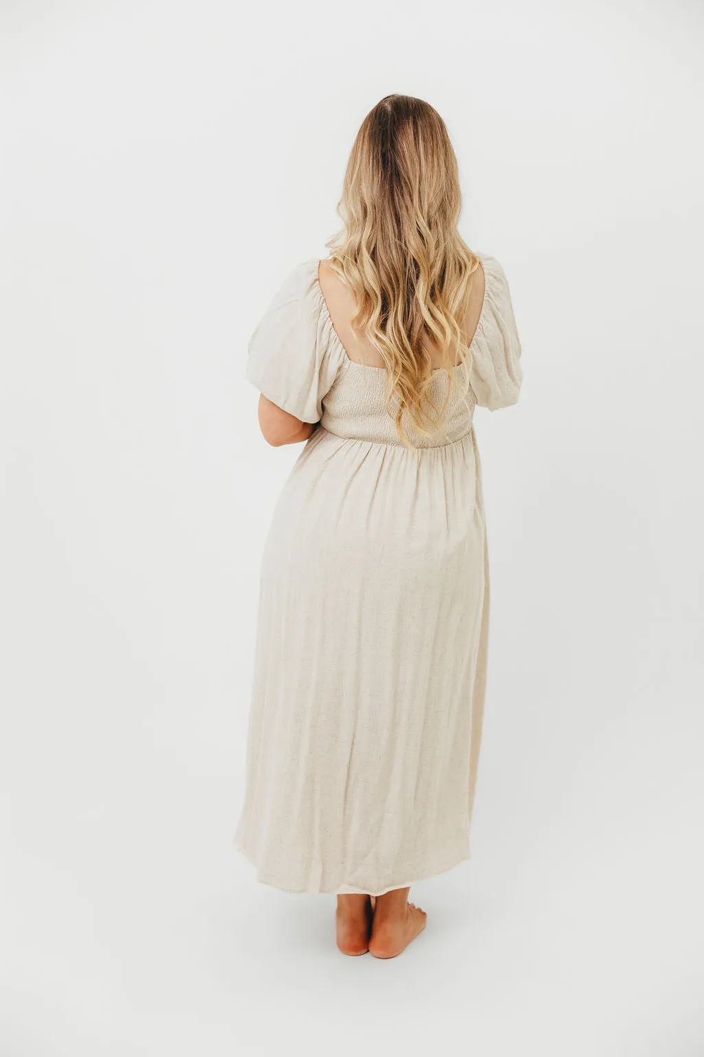 Rosalie Maxi Dress in Linen - Bump-Friendly
