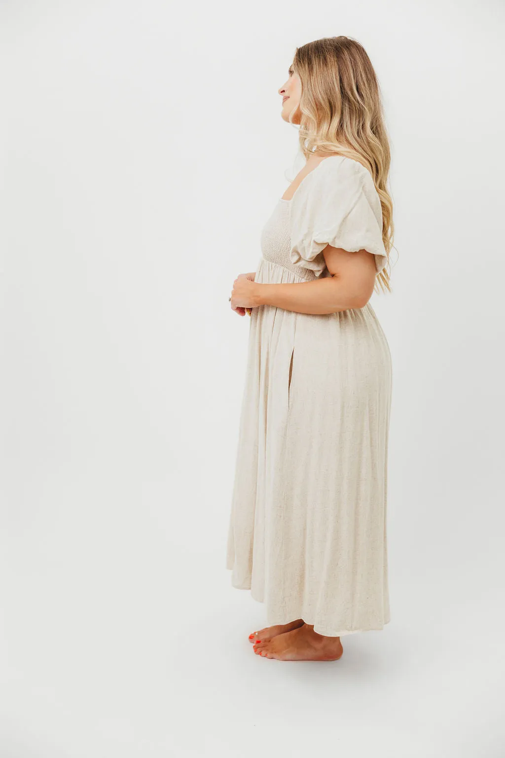 Rosalie Maxi Dress in Linen - Bump-Friendly