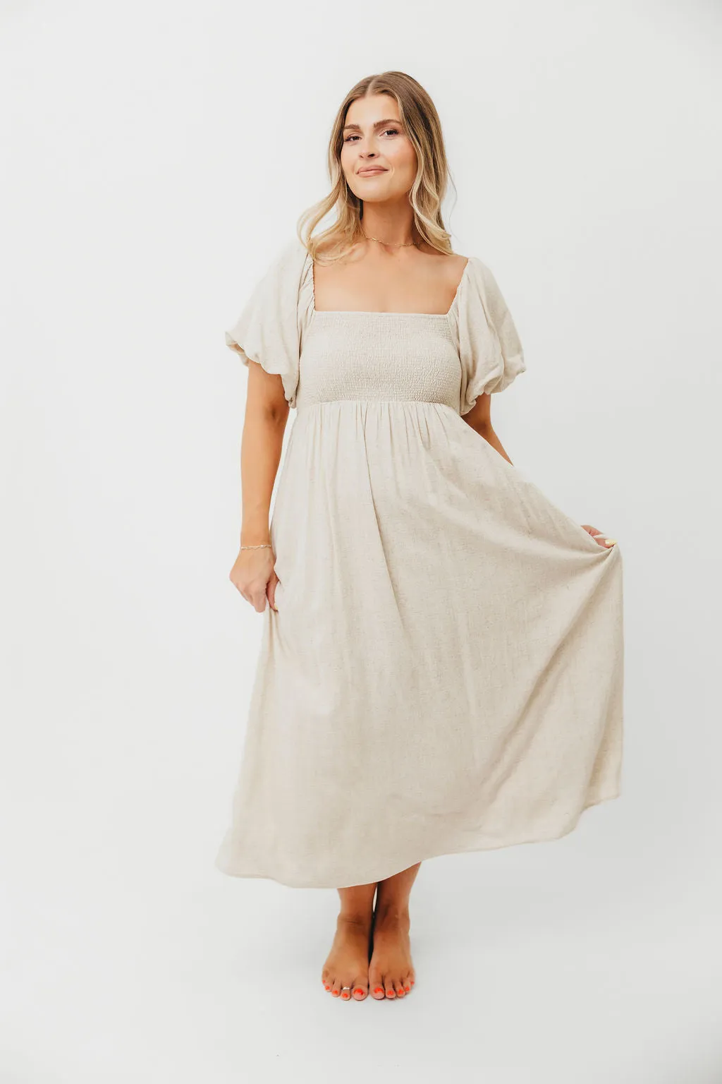 Rosalie Maxi Dress in Linen - Bump-Friendly