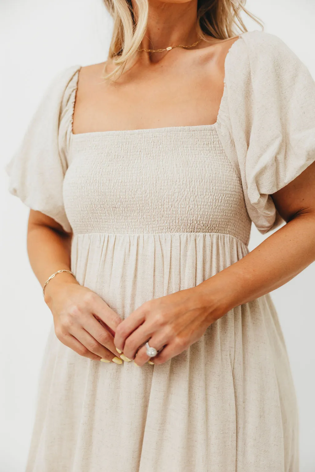 Rosalie Maxi Dress in Linen - Bump-Friendly