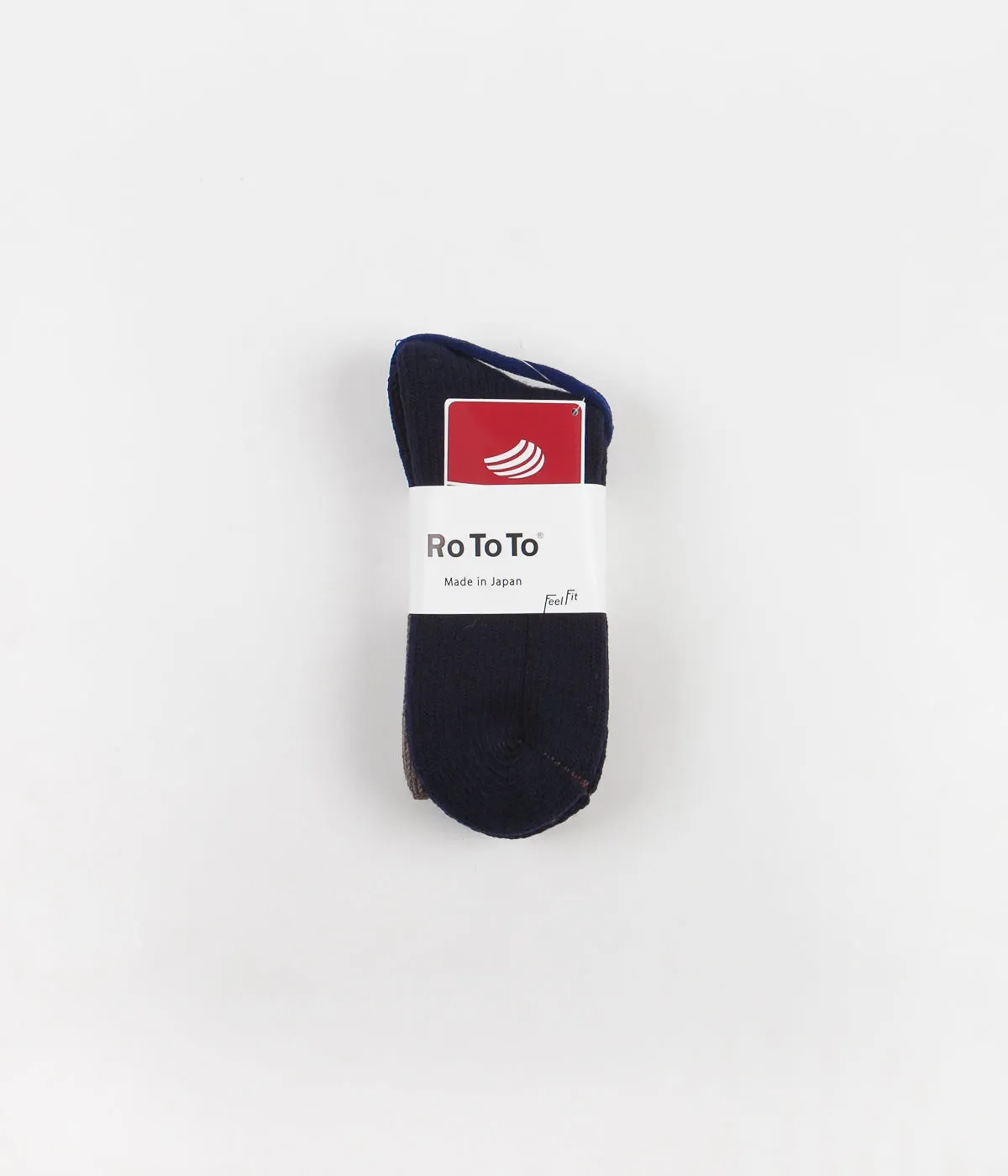 RoToTo Teasel Socks - Mocha / Navy