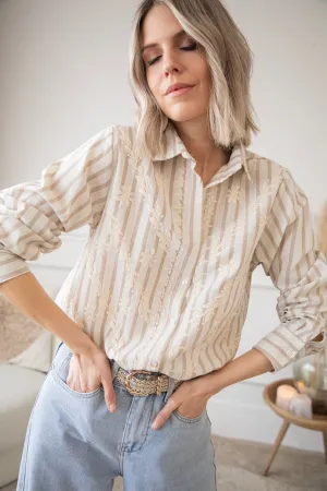 Rows Of Flowers Taupe - Blouse