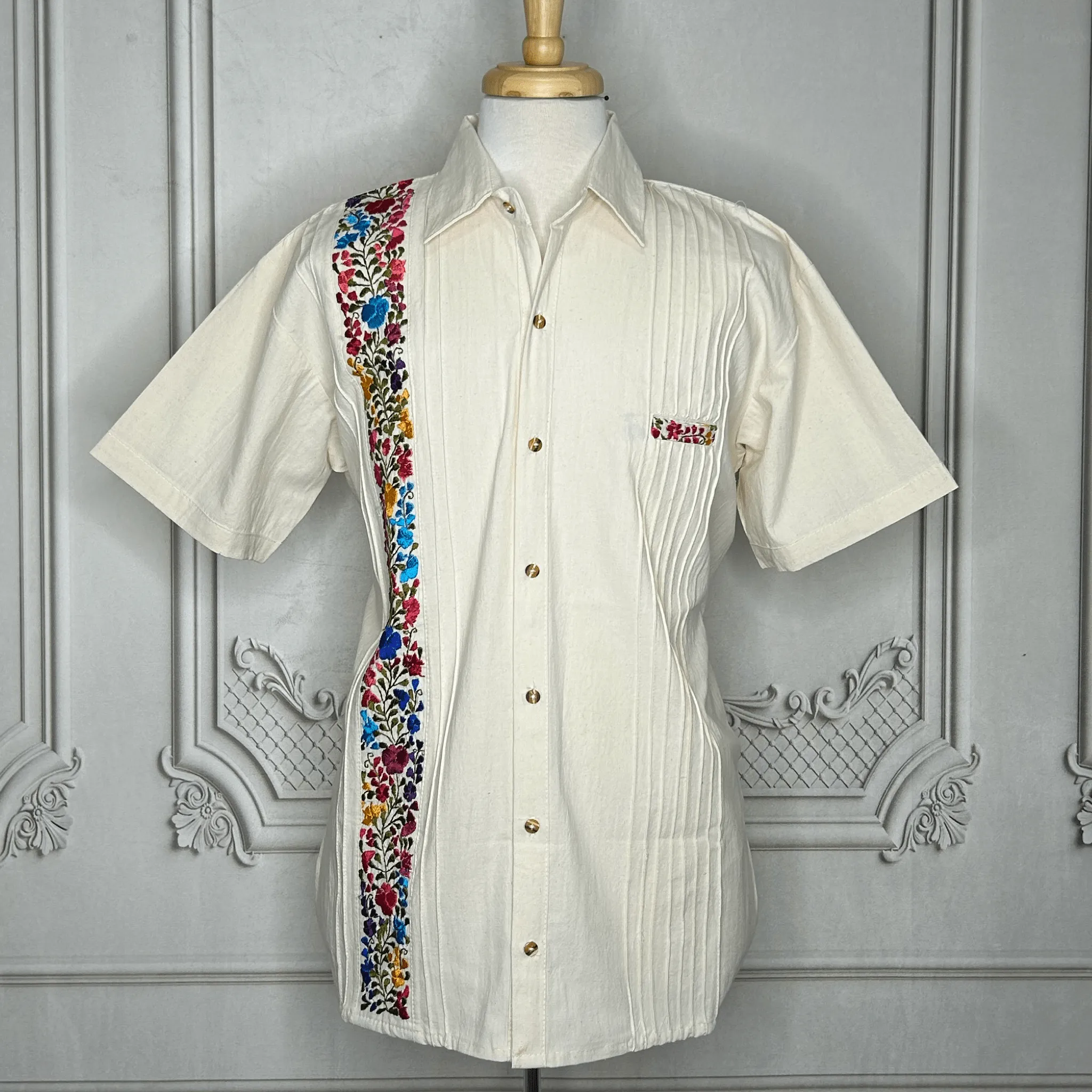 San Antonino Men's Short Sleeve Cotton Guayabera - Multi