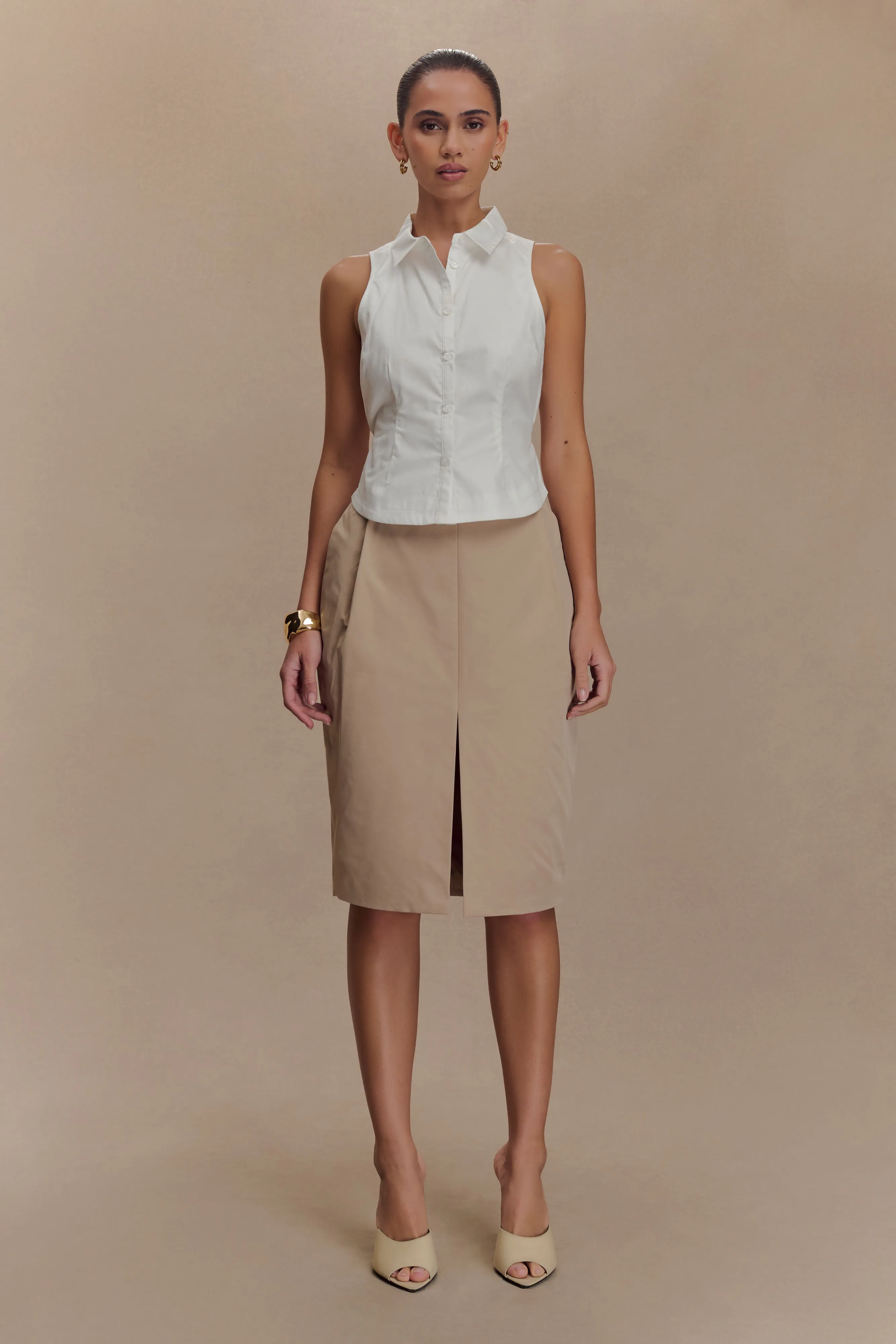 Selene Sleeveless Halter Shirt - White