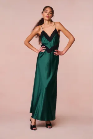 Serita Lace-Trimmed Maxi Dress - EMERALD GREEN