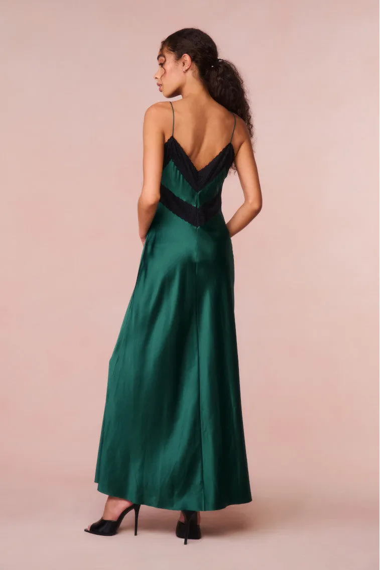 Serita Lace-Trimmed Maxi Dress - EMERALD GREEN