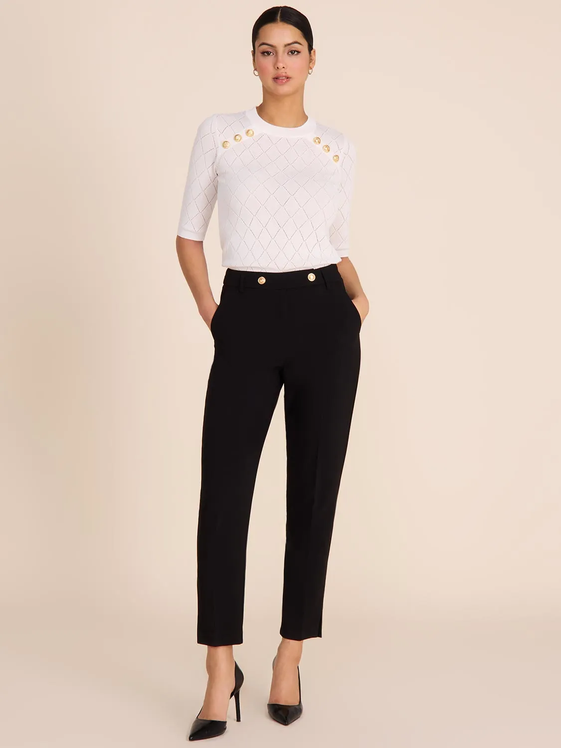 Short Sleeve Argyle Sweater