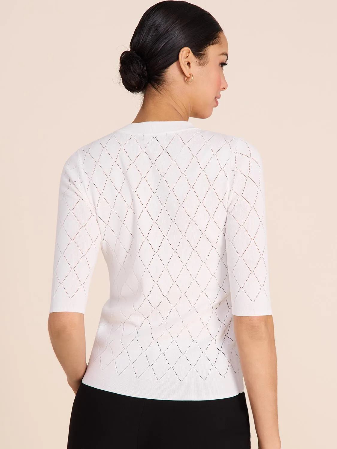 Short Sleeve Argyle Sweater