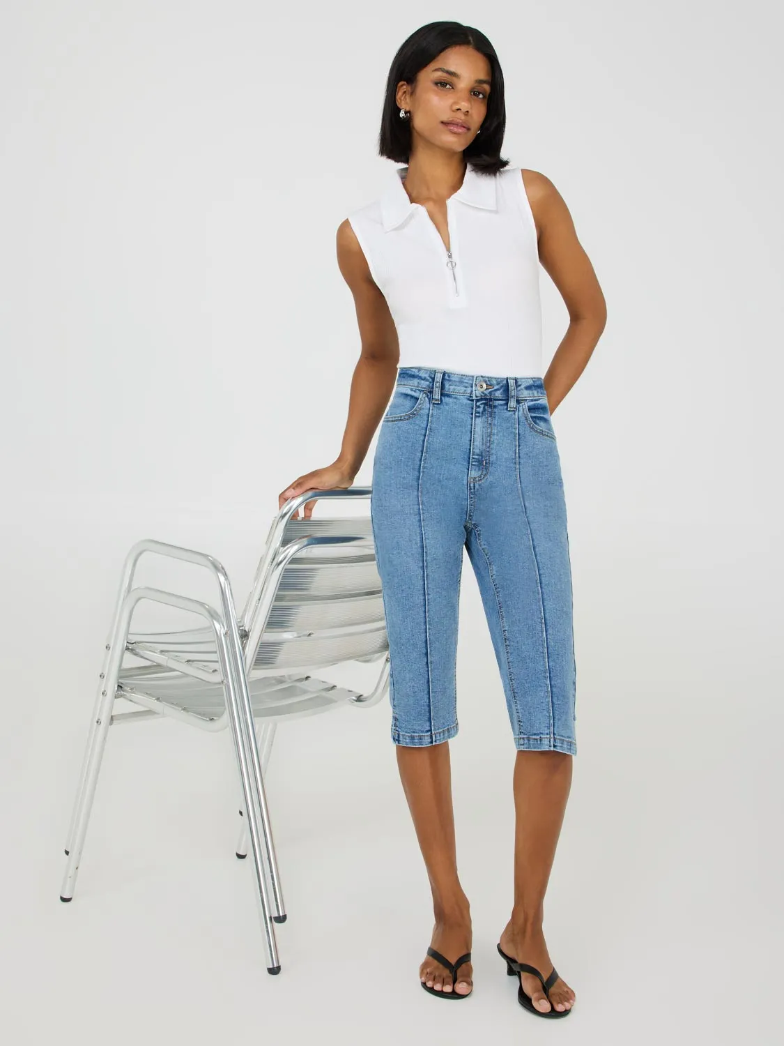 Sleeveless Half-Zip Polo Top