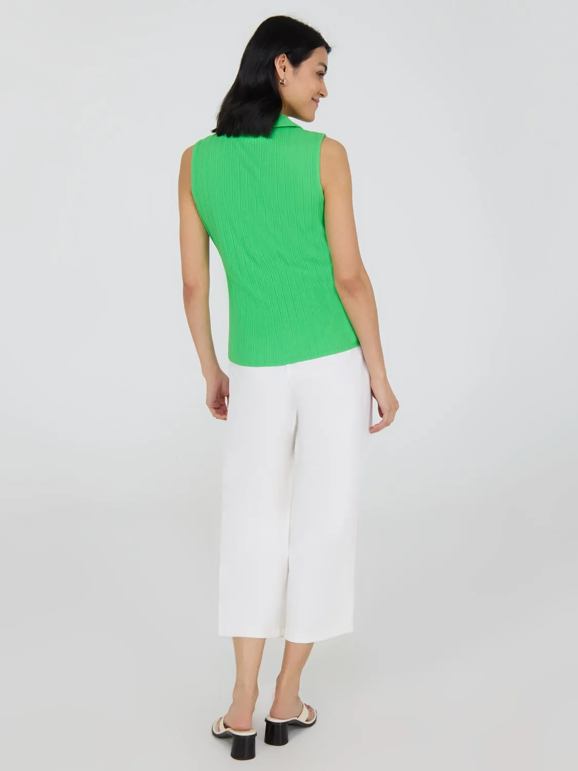 Sleeveless Half-Zip Polo Top