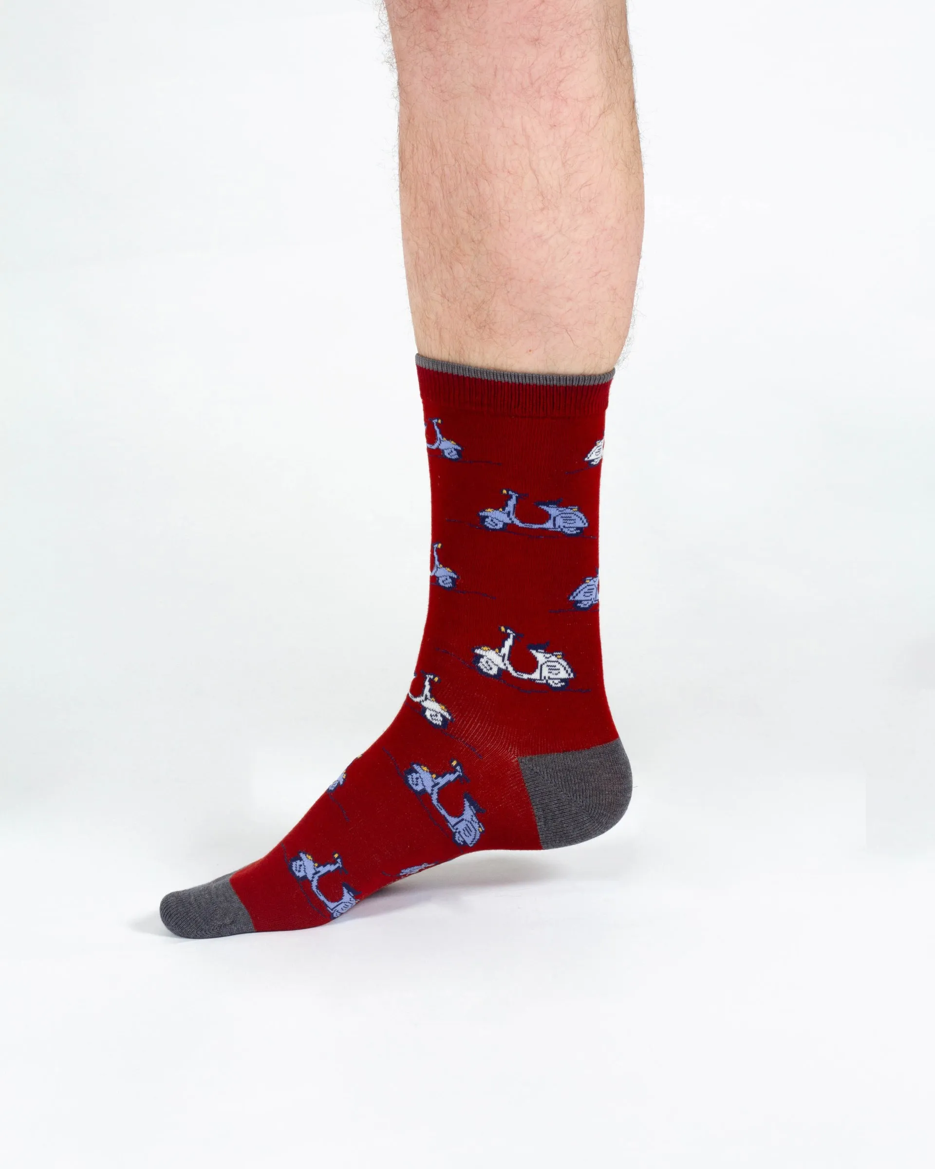 Speedy Scooter Bamboo Crew Socks - Burgundy