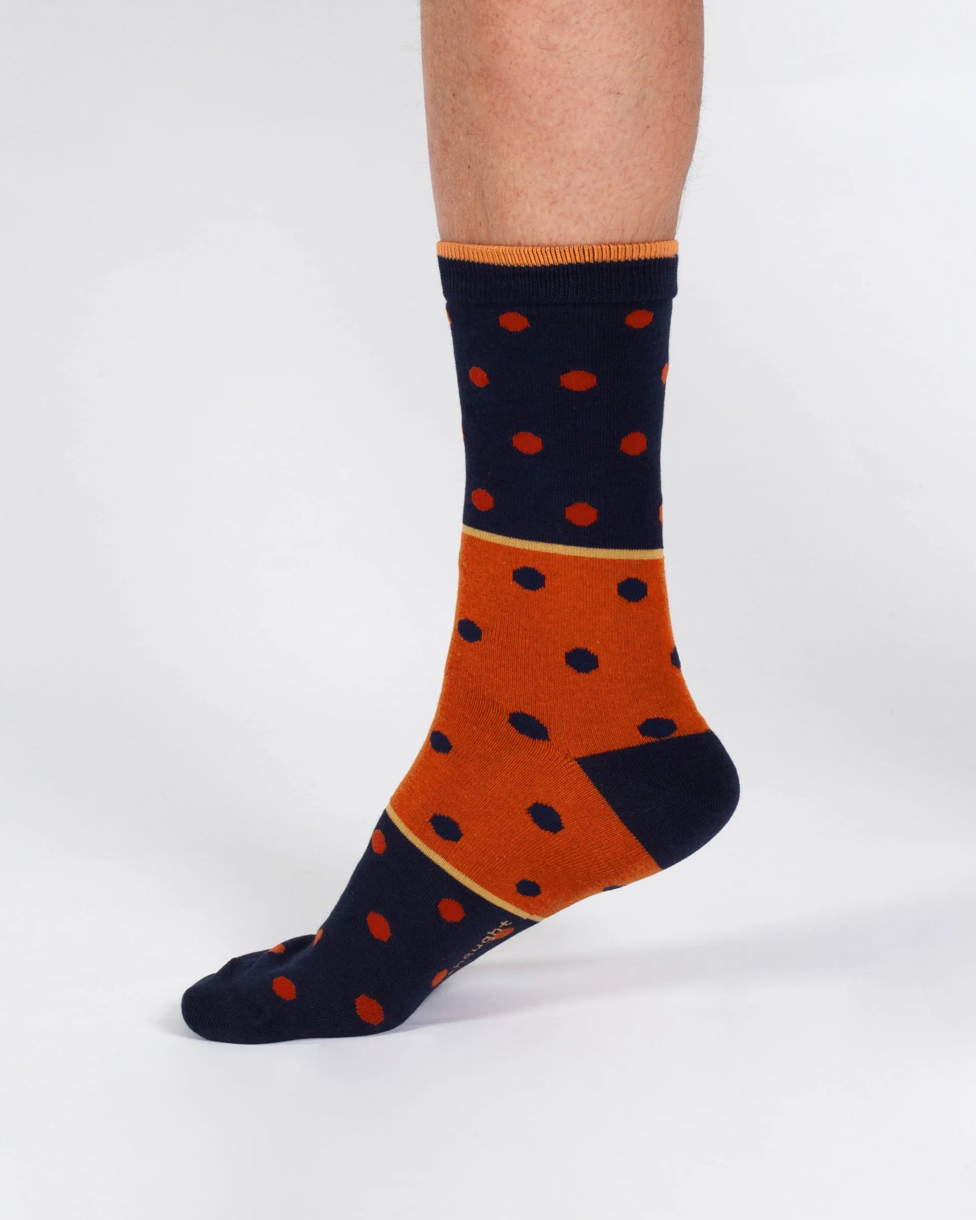 Spot Stripe Bamboo Crew Socks - Navy Orange