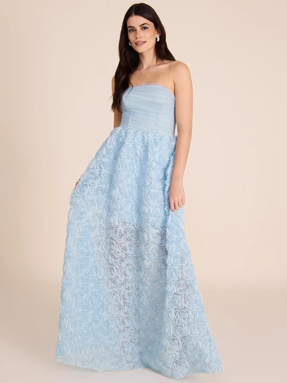 Strapless Gown With Rosette Skirt