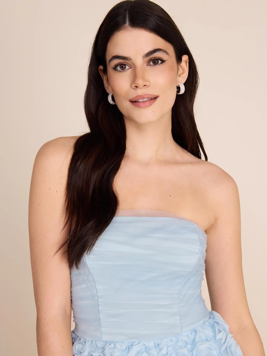 Strapless Gown With Rosette Skirt