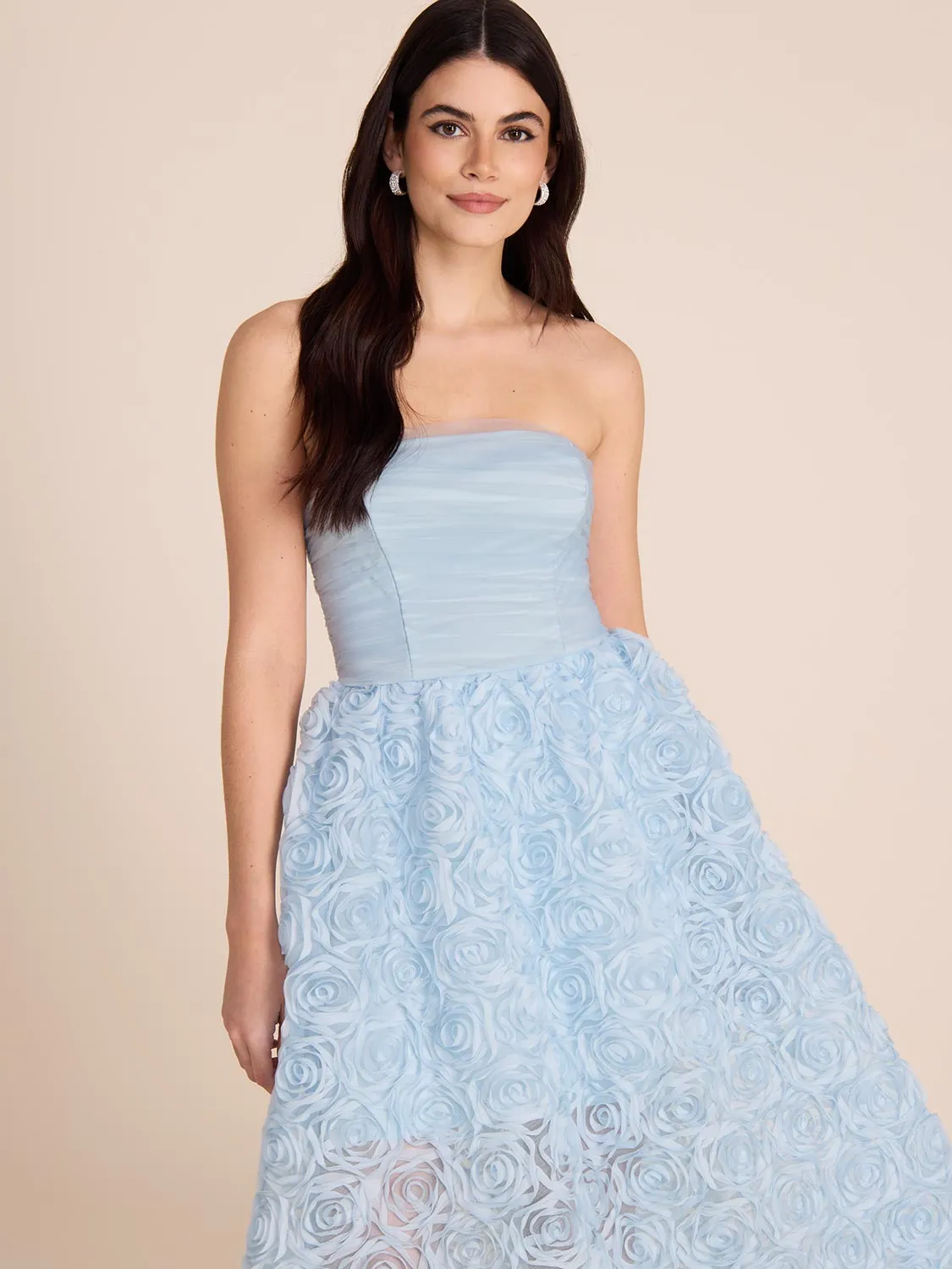 Strapless Gown With Rosette Skirt