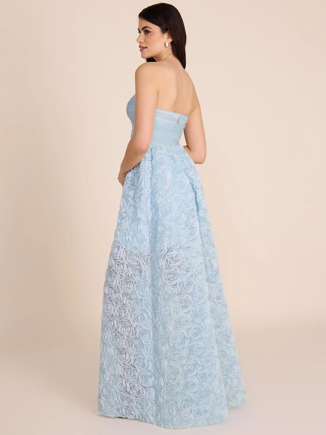 Strapless Gown With Rosette Skirt