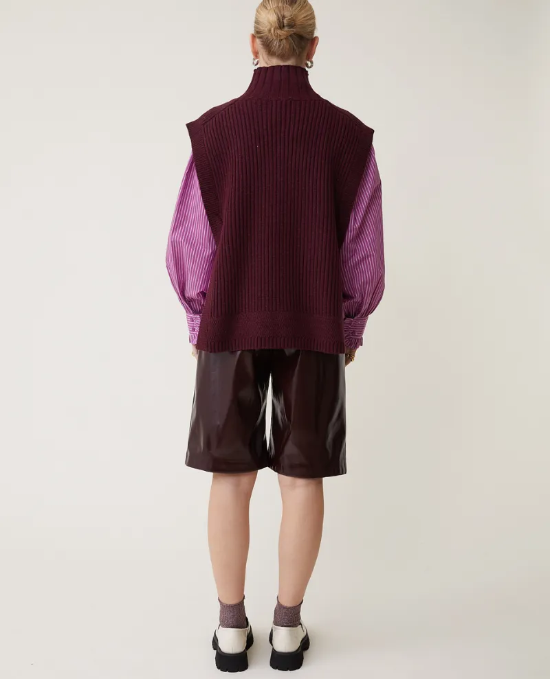 Suncoo Pacome Prune Oversized Sweater Vest - UK8