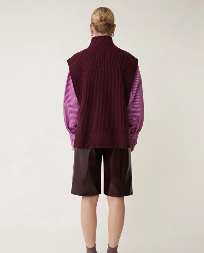Suncoo Pacome Prune Oversized Sweater Vest - UK8