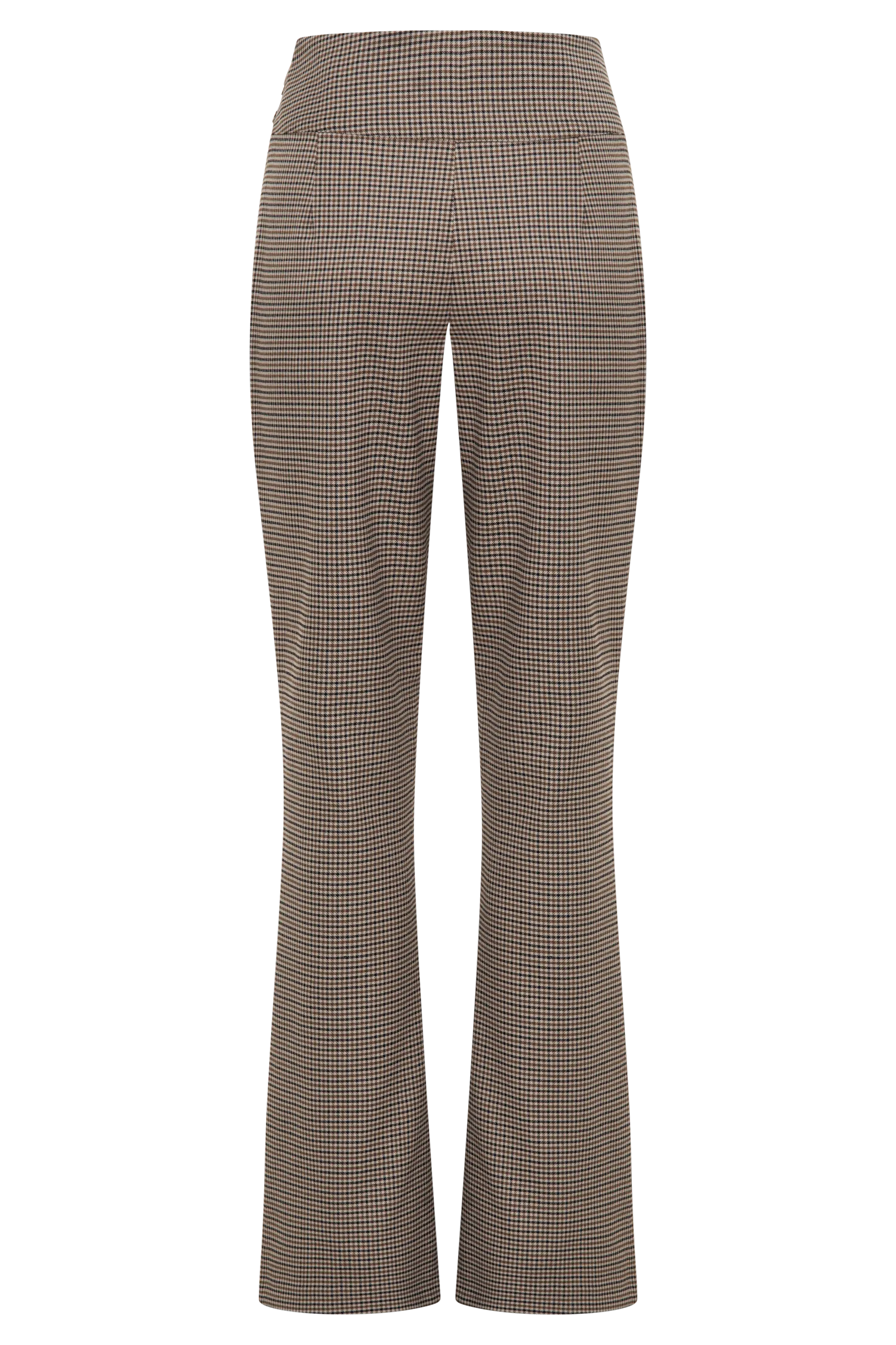 Sweeney Mid Rise Buckle Straight Leg Pant - Tan Check