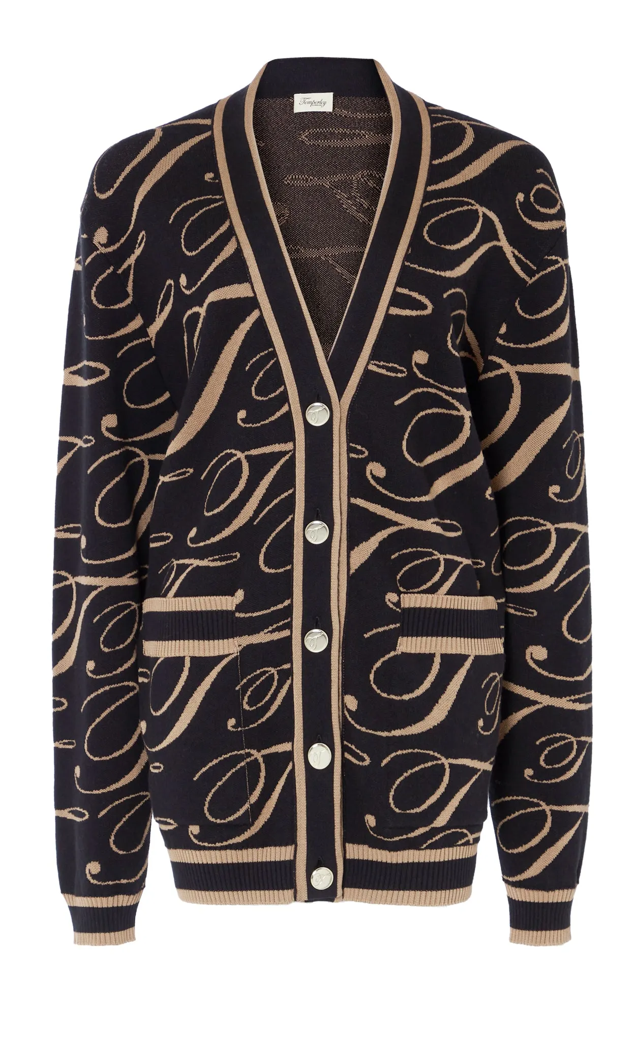 T-Logo Mania Cardigan - Black/Camel