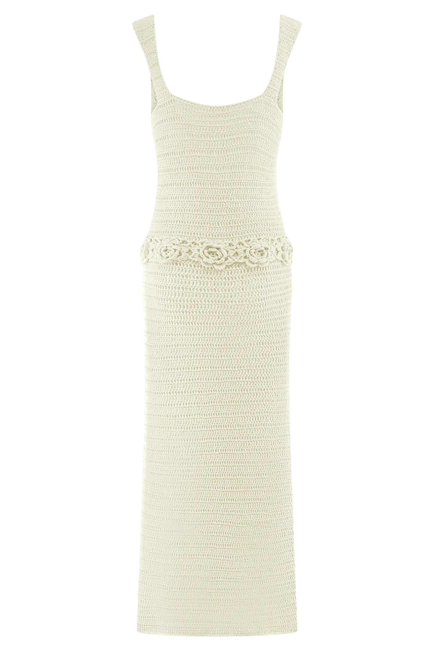 Teagan Floral Hand Crochet Midi Dress - Ivory