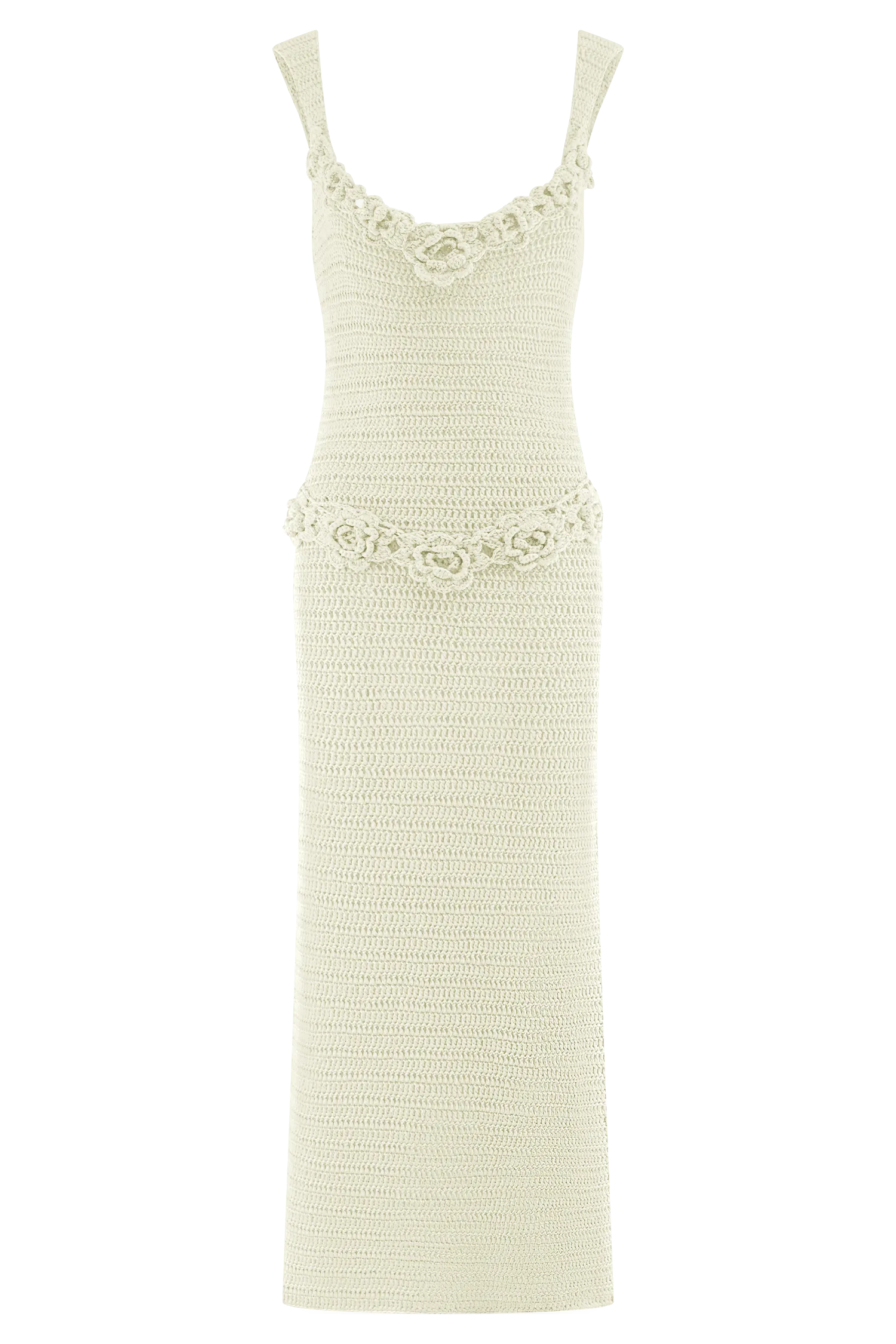 Teagan Floral Hand Crochet Midi Dress - Ivory