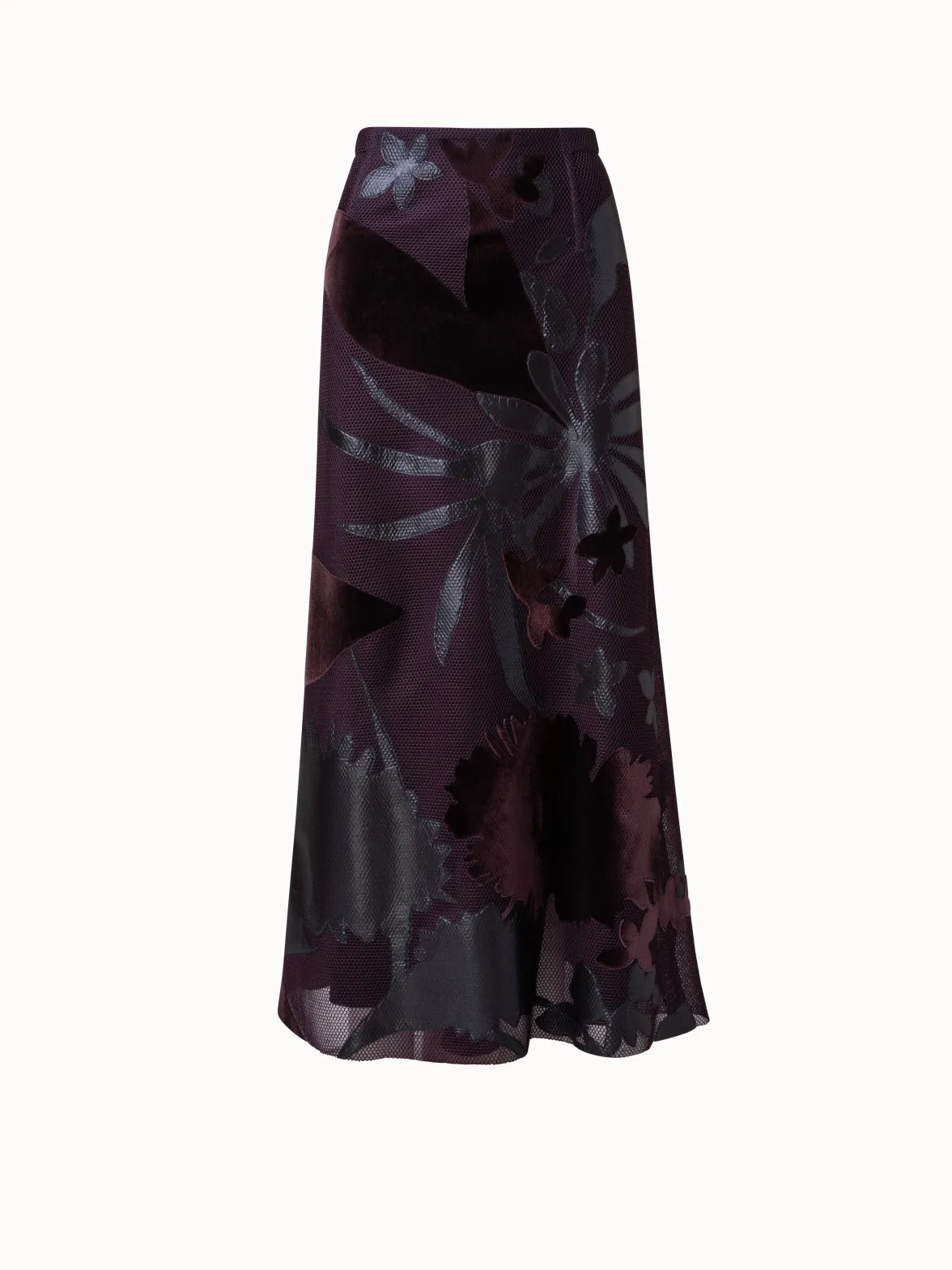Techno Grid Skirt with Flower Embellishment