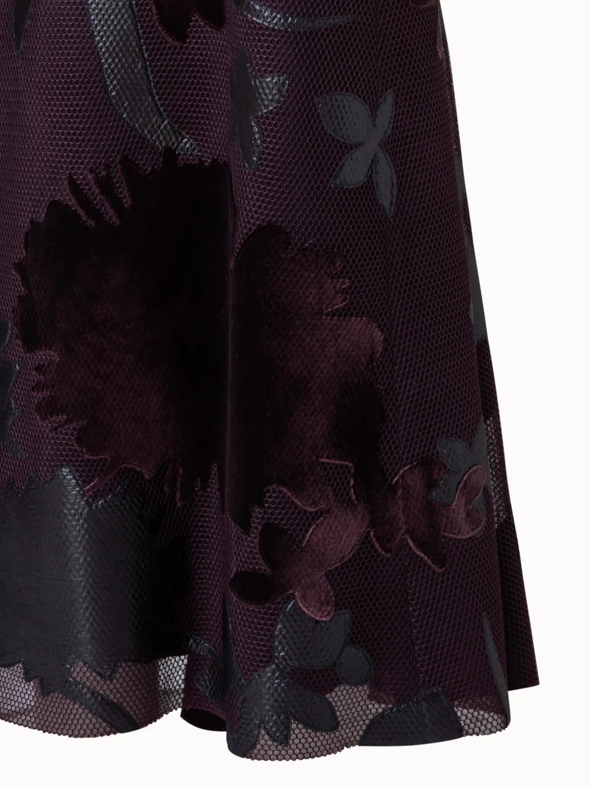 Techno Grid Skirt with Flower Embellishment