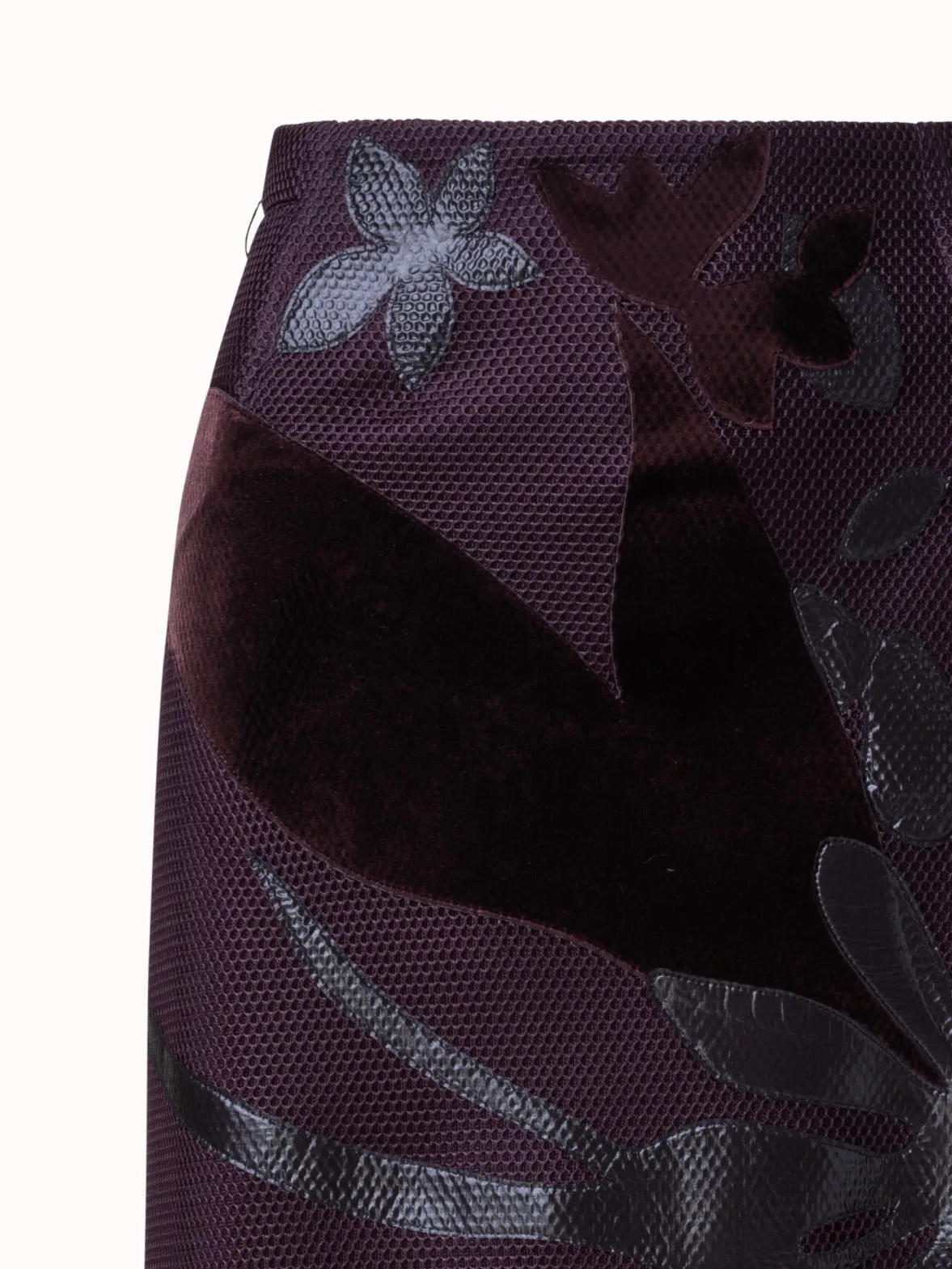 Techno Grid Skirt with Flower Embellishment