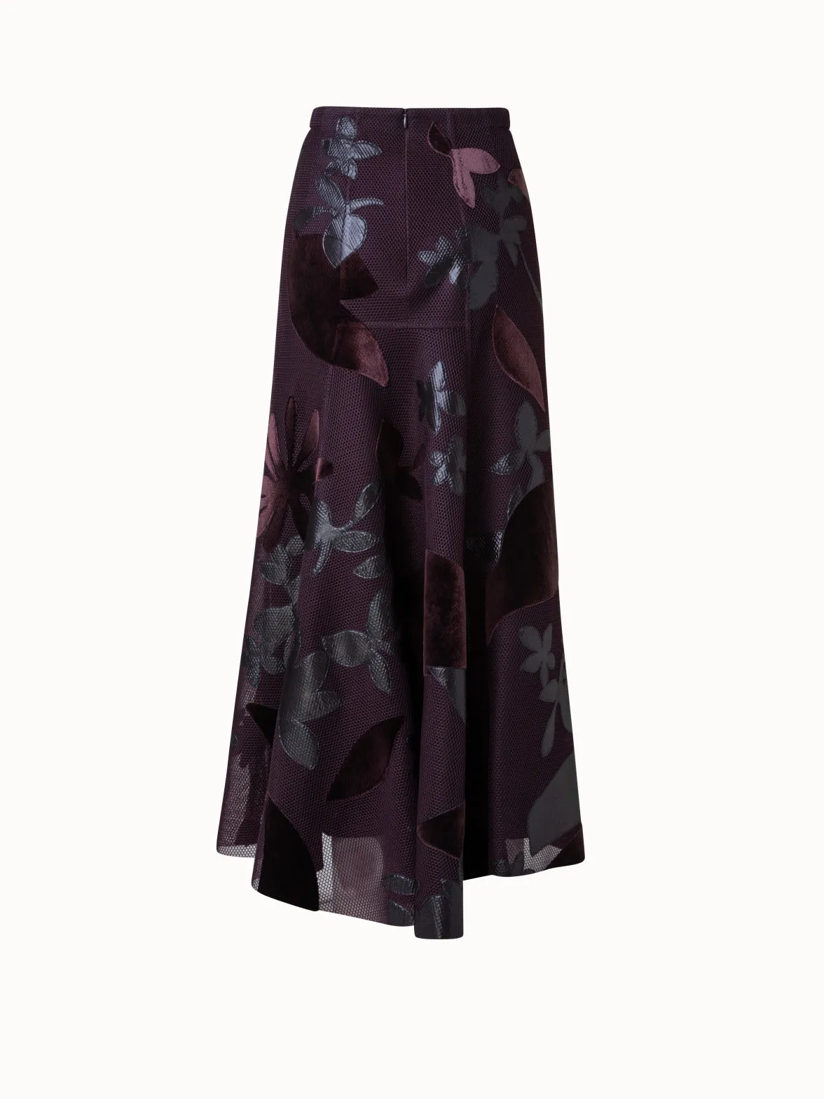 Techno Grid Skirt with Flower Embellishment