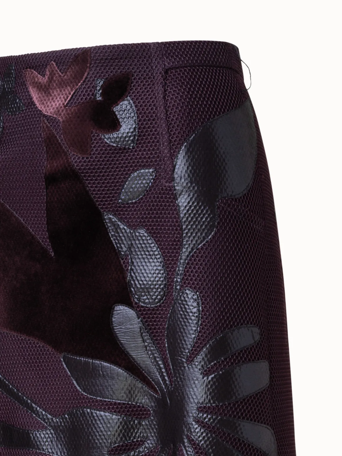 Techno Grid Skirt with Flower Embellishment