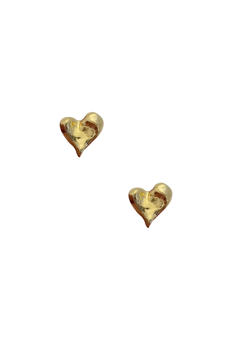 Textured Large Heart Studs - Gold