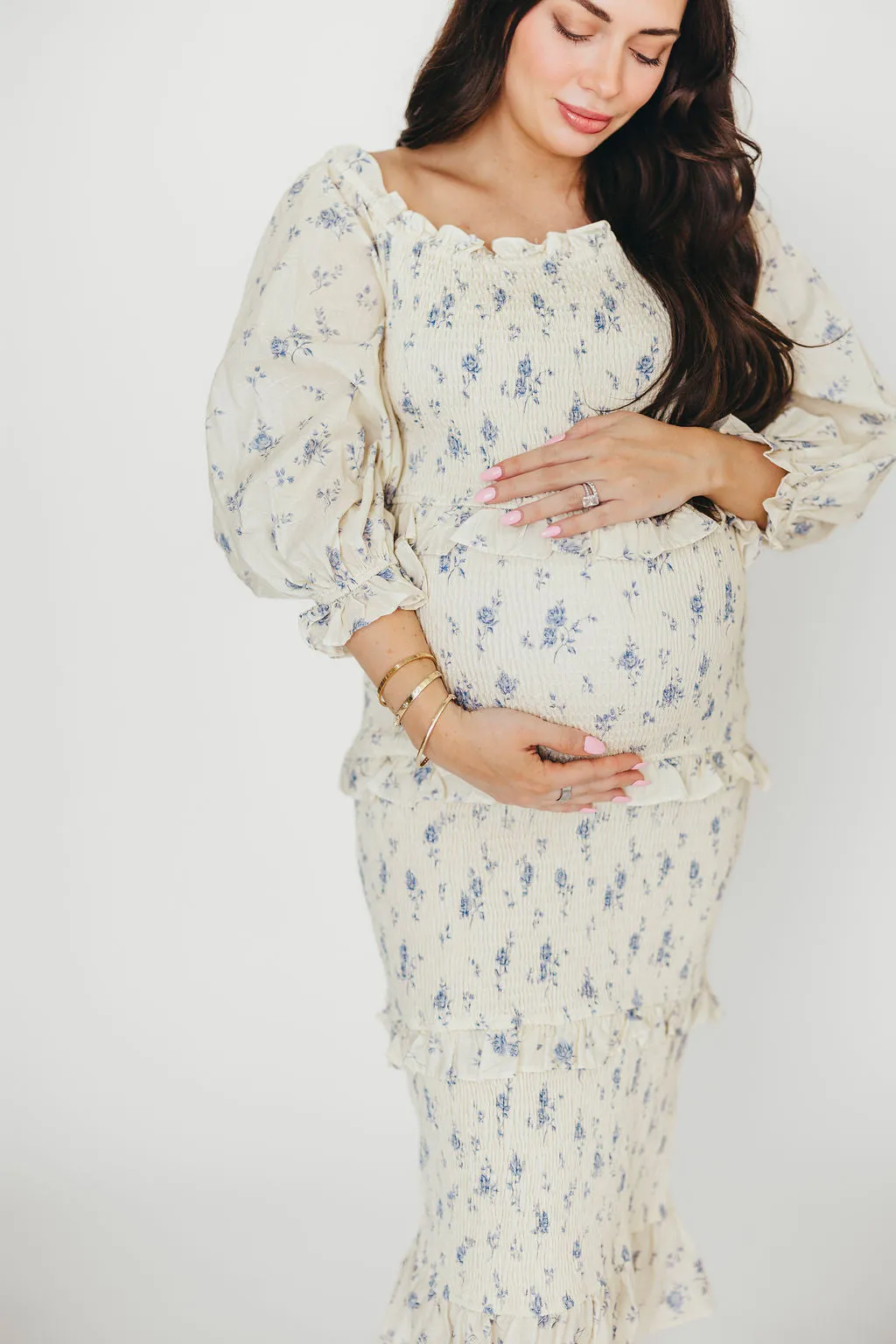 The Chloe Midi Dress in Blue - Bump Friendly