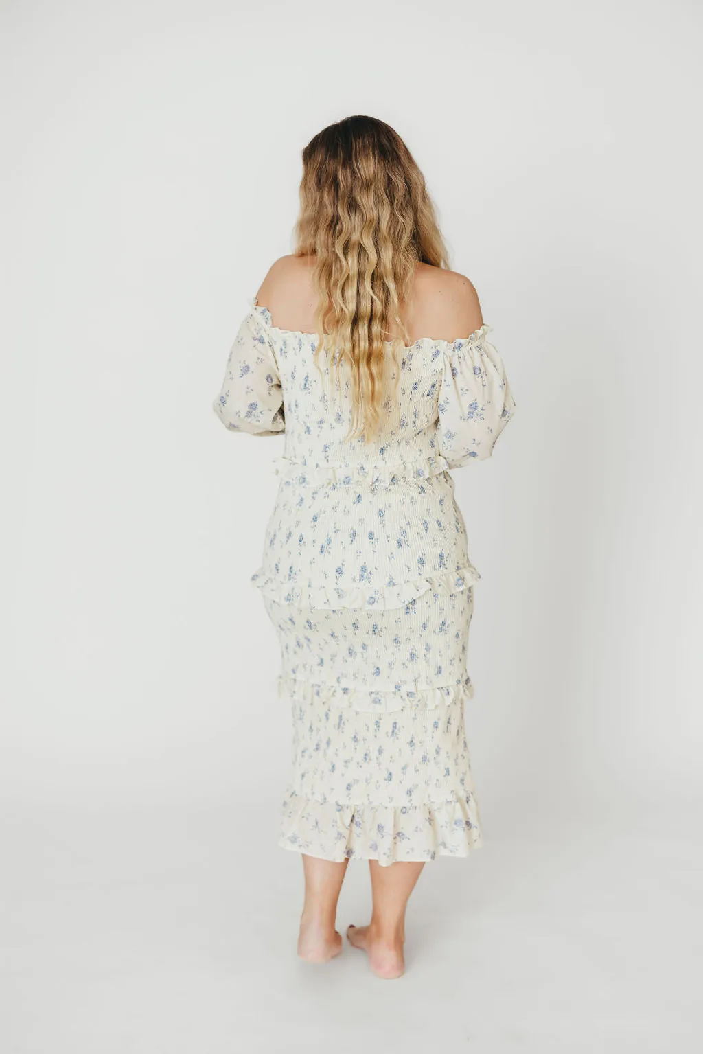 The Chloe Midi Dress in Blue - Bump Friendly