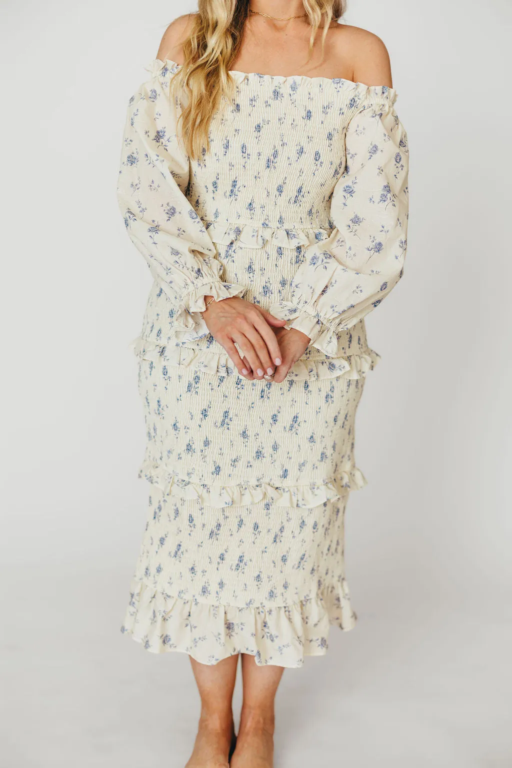 The Chloe Midi Dress in Blue - Bump Friendly
